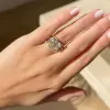 5.6ct Cushion Cut Gold Tone Three Stone Engagement Ring