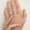 5.6ct Cushion Cut Gold Tone Three Stone Engagement Ring