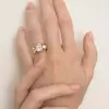 5.6ct Cushion Cut Gold Tone Three Stone Engagement Ring
