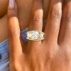 5.6ct Cushion Cut Gold Tone Three Stone Engagement Ring