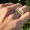 5.6ct Cushion Cut Gold Tone Three Stone Engagement Ring