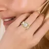 5.6ct Cushion Cut Gold Tone Three Stone Engagement Ring