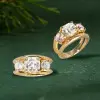 5.6ct Cushion Cut Gold Tone Three Stone Engagement Ring