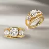 5.6ct Cushion Cut Gold Tone Three Stone Engagement Ring