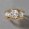 5.6ct Cushion Cut Gold Tone Three Stone Engagement Ring