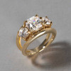 5.6ct Cushion Cut Gold Tone Three Stone Engagement Ring