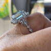 5ct Emerald Cut Aquamarine Vintage Halo Cocktail Ring