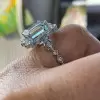 5ct Emerald Cut Aquamarine Vintage Halo Cocktail Ring