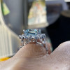 5ct Emerald Cut Aquamarine Vintage Halo Cocktail Ring