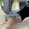 5ct Emerald Cut Aquamarine Vintage Halo Cocktail Ring