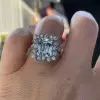 5ct Emerald Cut Aquamarine Vintage Halo Cocktail Ring