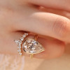 5.7ct Bezel Set Pear Cut Gold Tone Wedding Ring Set