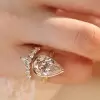 5.7ct Bezel Set Pear Cut Gold Tone Wedding Ring Set