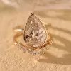 5.7ct Bezel Set Pear Cut Gold Tone Wedding Ring Set