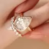 5.7ct Bezel Set Pear Cut Gold Tone Wedding Ring Set