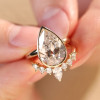 5.7ct Bezel Set Pear Cut Gold Tone Wedding Ring Set
