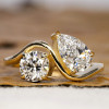 3ct Pear and Round Cut Toi Et Moi Engagement Ring