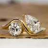 3ct Pear and Round Cut Toi Et Moi Engagement Ring