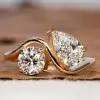 3ct Pear and Round Cut Toi Et Moi Engagement Ring