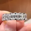 14ctw Emerald Cut Heart Shape Prongs Eternity Ring