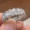 14ctw Emerald Cut Heart Shape Prongs Eternity Ring