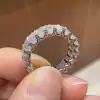 14ctw Emerald Cut Heart Shape Prongs Eternity Ring