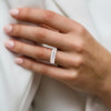 14ctw Emerald Cut Heart Shape Prongs Eternity Ring