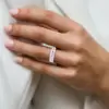 14ctw Emerald Cut Heart Shape Prongs Eternity Ring