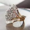 6ctw Round and Baguette Cut Clustered Vintage Statement Ring