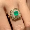 1.2ct Emerald Vintage Halo Dainty Engagement Ring