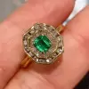 1.2ct Emerald Vintage Halo Dainty Engagement Ring
