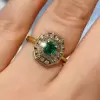 1.2ct Emerald Vintage Halo Dainty Engagement Ring