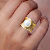 12MM Pearl Modern Sculptural Engagement Ring