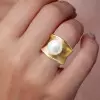 12MM Pearl Modern Sculptural Engagement Ring