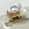 12MM Pearl Modern Sculptural Engagement Ring