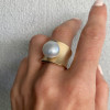 12MM Pearl Modern Sculptural Engagement Ring