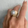 12MM Pearl Modern Sculptural Engagement Ring