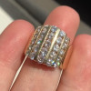 Channel Set Round Cut Gold Tone Wide Wedding Band
