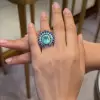 4ct Cushion Cut Paraiba Peacock Inspired Cocktail Ring