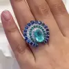 4ct Cushion Cut Paraiba Peacock Inspired Cocktail Ring
