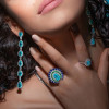 4ct Cushion Cut Paraiba Peacock Inspired Cocktail Ring