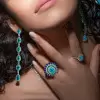 4ct Cushion Cut Paraiba Peacock Inspired Cocktail Ring