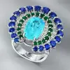 4ct Cushion Cut Paraiba Peacock Inspired Cocktail Ring
