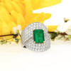 4ct Emerald Cut Emerald Paved Bypass Cocktail Ring