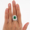 4ct Emerald Cut Emerald Paved Bypass Cocktail Ring