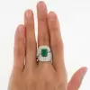 4ct Emerald Cut Emerald Paved Bypass Cocktail Ring