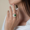 4ct Emerald Cut Emerald Paved Bypass Cocktail Ring