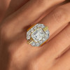 4ct Emerald Cut White Sapphire Two Tone Cocktail Ring