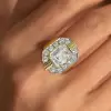 4ct Emerald Cut White Sapphire Two Tone Cocktail Ring