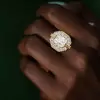 4ct Emerald Cut White Sapphire Two Tone Cocktail Ring